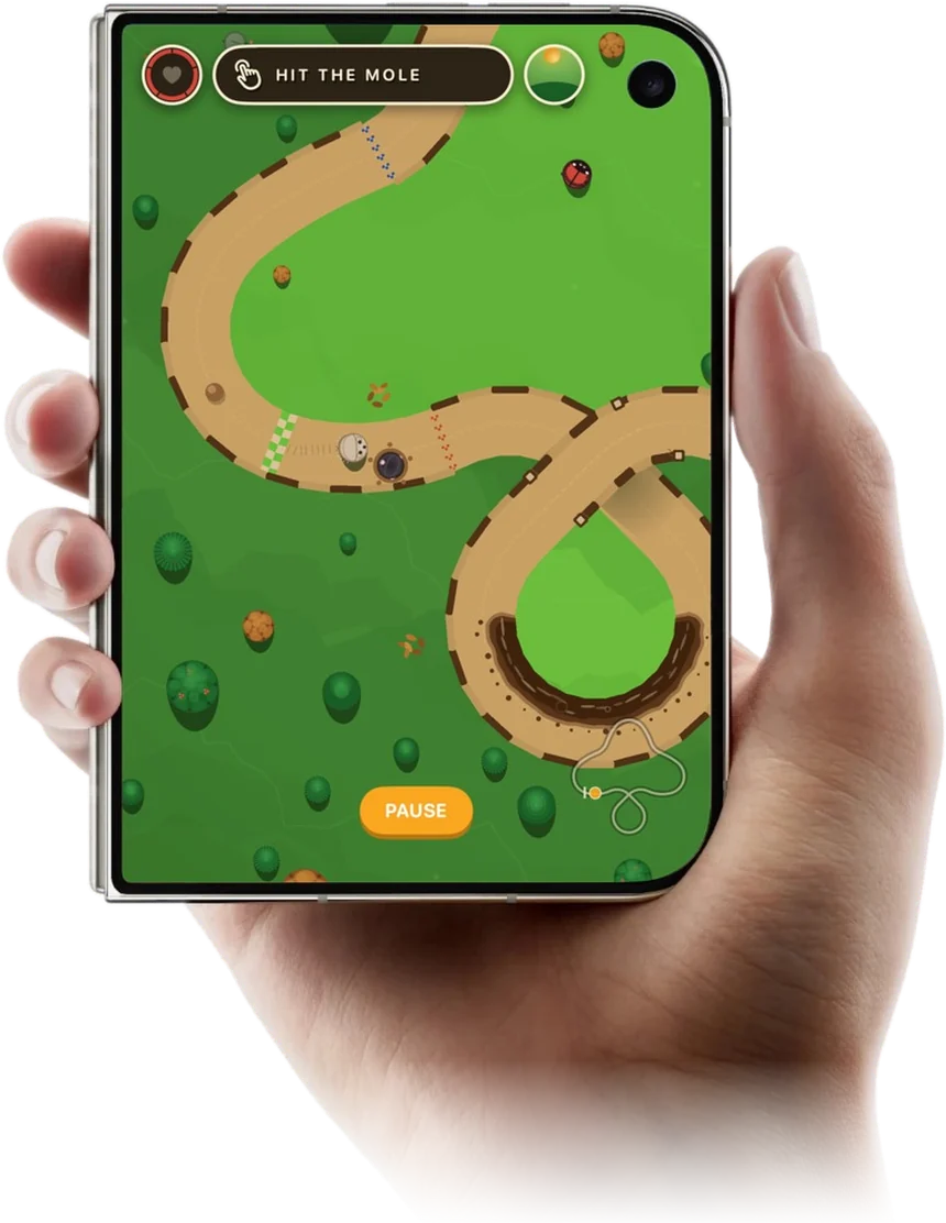 Animal Loop's Fern Hollow track on an iPhone Duo held in one hand