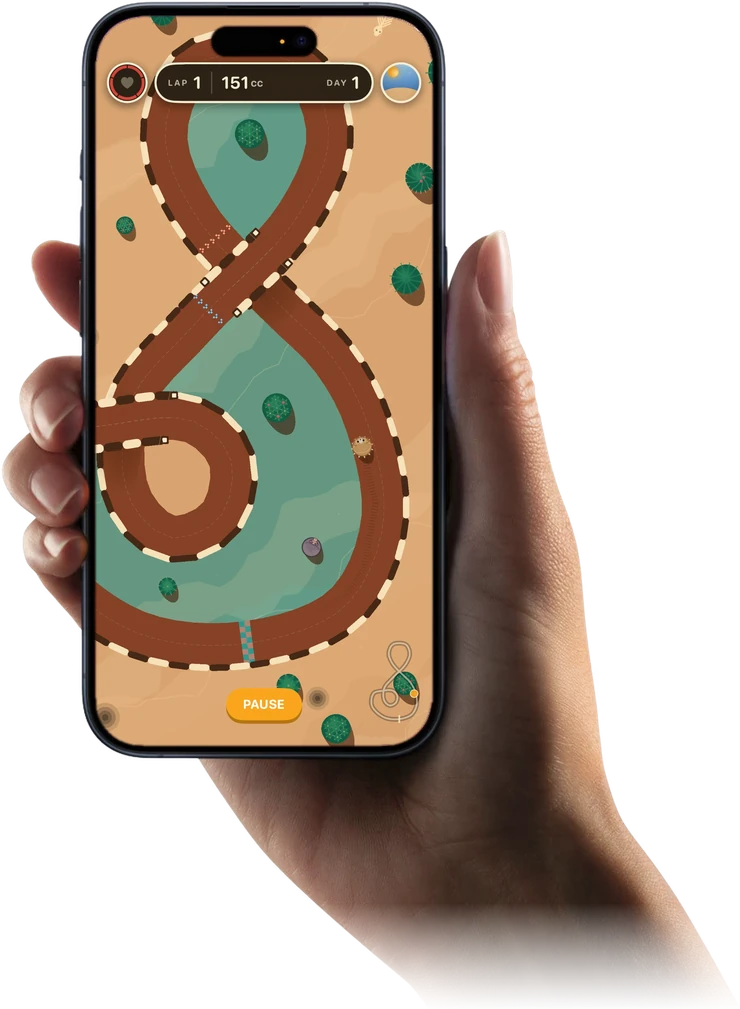 A Dune Flats track in Animal Loop on an iPhone held in one hand